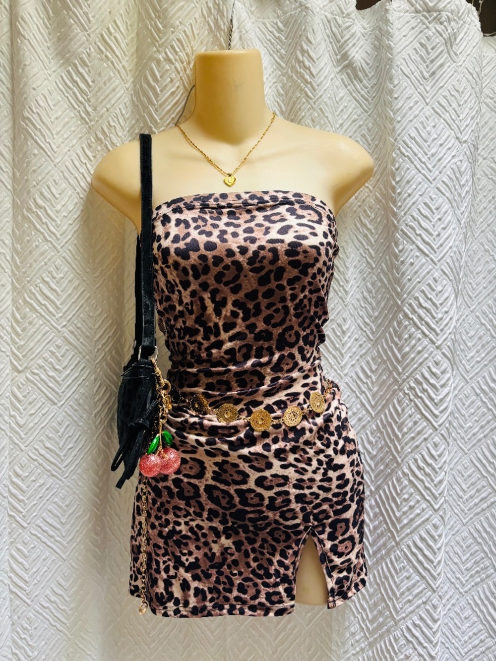 Cheeta print bodycon dress strapless